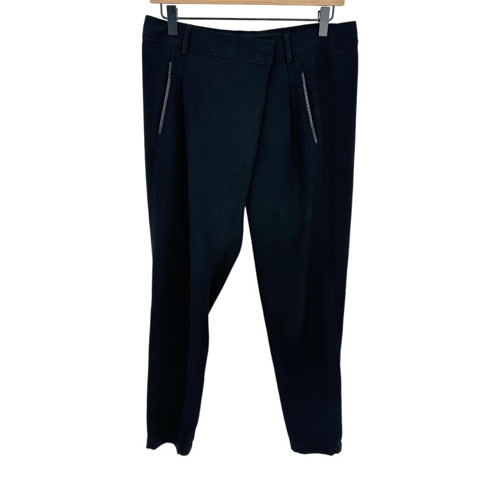 Vince‎ Size 4 Black Ankle Pants Tapered Leather Trim High Rise Gothcore Career
